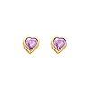 14K Yellow Gold 5mm Heart Bezel Set June CZ Birthstone Stud Earrings (Alexandrite, Light Purple)