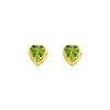 14K Yellow Gold 5mm Heart Bezel Set August CZ Birthstone Stud Earrings (Peridot, Light Green)