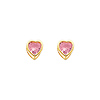 14K Yellow Gold 5mm Heart Bezel Set October CZ Birthstone Stud Earrings (Pink Tourmaline, Light Pink)