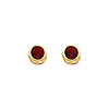 14K Yellow Gold 5mm Round Bezel Set January CZ Birthstone Stud Earrings (Garnet, Deep Red)