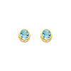 14K Yellow Gold 5mm Round Bezel Set March CZ Birthstone Stud Earrings (Aquamarine, Light Blue)