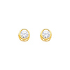 14K Yellow Gold 5mm Round Bezel Set April CZ Birthstone Stud Earrings (White Topaz)