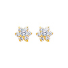 14K Yellow Gold April CZ Birthstone Flower Stud Earrings (White Topaz)