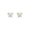 14K Yellow Gold April CZ Birthstone Butterfly Stud Earrings (White Topaz)