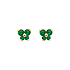 14K Yellow Gold May CZ Birthstone Butterfly Stud Earrings (Emerald, Green)