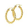 14K Yellow Gold 3mm Thickness Twisted Oval Hoop Earrings