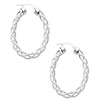 14K White Gold 3mm Thickness Twisted Oval Hoop Earrings