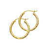 14K Yellow Gold 2mm Thickness Diamond Cut High Polished Classic Hinged Hoop Earrings  (0.8