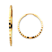Multifaceted Squared Endless 1.5mm Medium 14K Yellow Gold Hoop Earrings