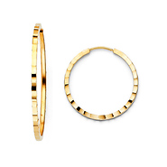 Multifaceted Squared Endless 1.5mm Small 14K Yellow Gold Hoop Earrings