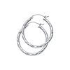 14K White Gold 2mm Thickness Diamond Cut High Polished Classic Hinged Hoop Earrings  (1