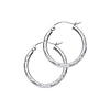 14K White Gold 2mm Thickness Diamond Cut High Polished Classic Hinged Hoop Earrings  (0.8