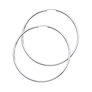 14K White Gold 2mm Thickness High Polished Large Endless Hoop Earrings  (2.2