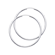 14K White Gold 2mm Thickness High Polished Large Endless Hoop Earrings  (1.8