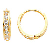14K Yellow Gold 2mm Thickness 7 stone CZ Channel Set Polished Hoop Huggies Earrings   (0.5' or 12mm)