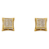 14K Yellow Gold 10mm Domed Square CZ Cubic Zirconia Earrings with Push Back