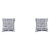 14K White Gold 10mm Domed Square CZ Cubic Zirconia Earrings with Push Back