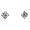 14K White Gold Rhombus Princess Shape CZ Cubic Zirconia Earrings with Push Back
