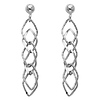 14K White Gold Fancy Dangle Hanging Earrings with Pusback