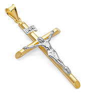 14K Two Tone Gold Crucifix Cross Charm Pendant