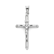 Small Cylindrical 14K White Gold Crucifix Pendant