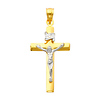 14K Two Tone Gold Large Crucifix Cross Charm Pendant