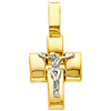 14K Yellow and White 2 Two Tone Gold Jesus Cross Religious Charm Pendant