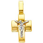Unique 14K Yellow & White Gold Crucifix Pendant