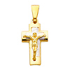 14K Yellow and White 2 Two Tone Gold Jesus Cross Religious Charm Pendant