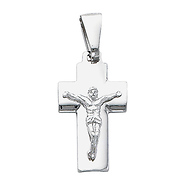 Modern Wide Cross 14K White Gold Crucifix Pendant