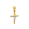 Milgrain Edge Small 14K Two Tone Gold Crucifix Pendant