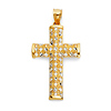 Designer Petal 14K Two Tone Gold Cross Pendant