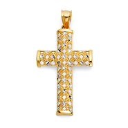 Designer Petal 14K Two Tone Gold Cross Pendant