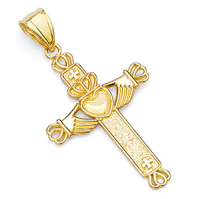 claddagh gold cross pendant