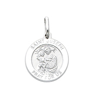 14K White Gold Religious Saint Joseph Medal Charm Pendant