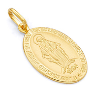 14K Yellow Gold Large Religious Our Lady of Guadalupe Miraculous Mary Medal Charm Pendant