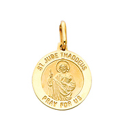 14K Yellow Gold Medium Religious Saint Jude Thaddeus Medal Charm Pendant