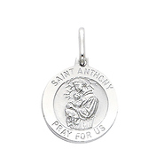 14K White Gold Religious Saint Anthony Medal Charm Pendant