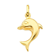 14K Yellow Gold Dolphin Charm Pendant