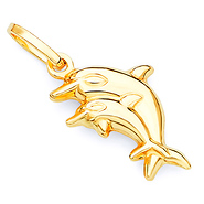 14K Yellow Gold Dolphin Charm Pendant