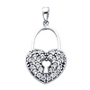 14k White Gold Heart Locket CZ Charm Pendant