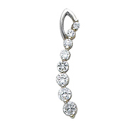 14K White Gold CZ Cubic Zirconia Journey Charm Pendant
