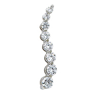 14K White Gold CZ Cubic Zirconia Journey Charm Pendant