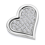 14K White Gold Love Heart Cubic Zirconia Charm Pendant