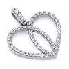 14K White Gold Love Heart CZ Cubic Zirconia Charm Pendant