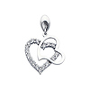 14K White Gold Interlocking Hearts CZ Cubic Zirconia Charm Pendant