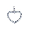 14K White Gold Open Heart Cubic Zirconia Charm Pendant