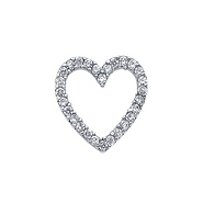 14K White Gold Open Heart Cubic Zirconia Charm Pendant