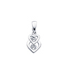 14K White Gold Interlocking Hearts CZ Charm Pendant