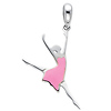 14K White Gold Ballerina Enamel CZ Cubic Zirconia Charm Pendant